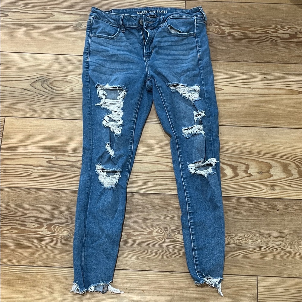 American Eagle Outfitters Ripped Blue Skinny Jeans